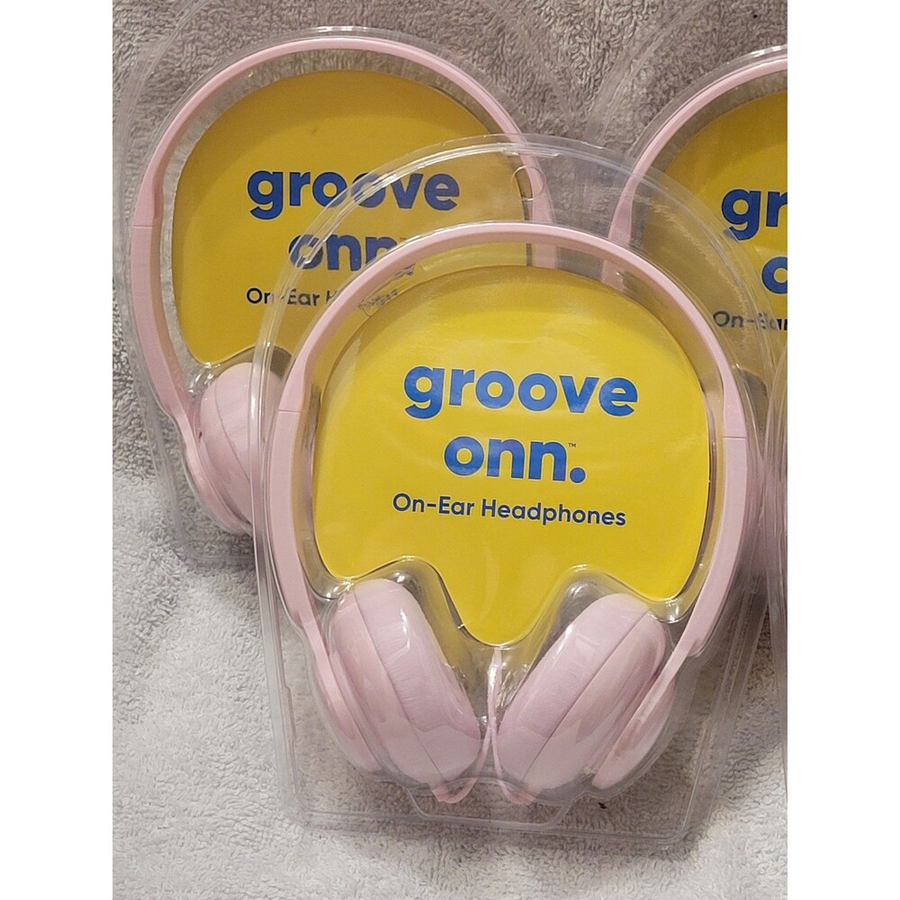 Lot of 5 New Groove Onn On-Ear Wired Headphones Pink Kids School Bulk Classroom